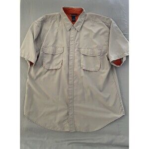 Burnside Shirt Men’s Size XL Beige Short Sleeve Fishing Shirt Summer Comfort